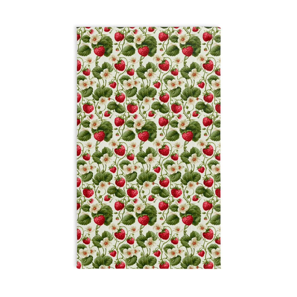 Wild Strawberry  Hand Towel: Botanical Summer Decor for Bath or Kitchen
