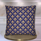Gold and Royal Blue Fleur de Lys Pillow Cover: Classic French Heraldic Pattern