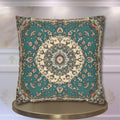 Teal and Ivory Persian-Inspired Pillow Cover: Vintage Carpet Look with Ornate Medallion Design