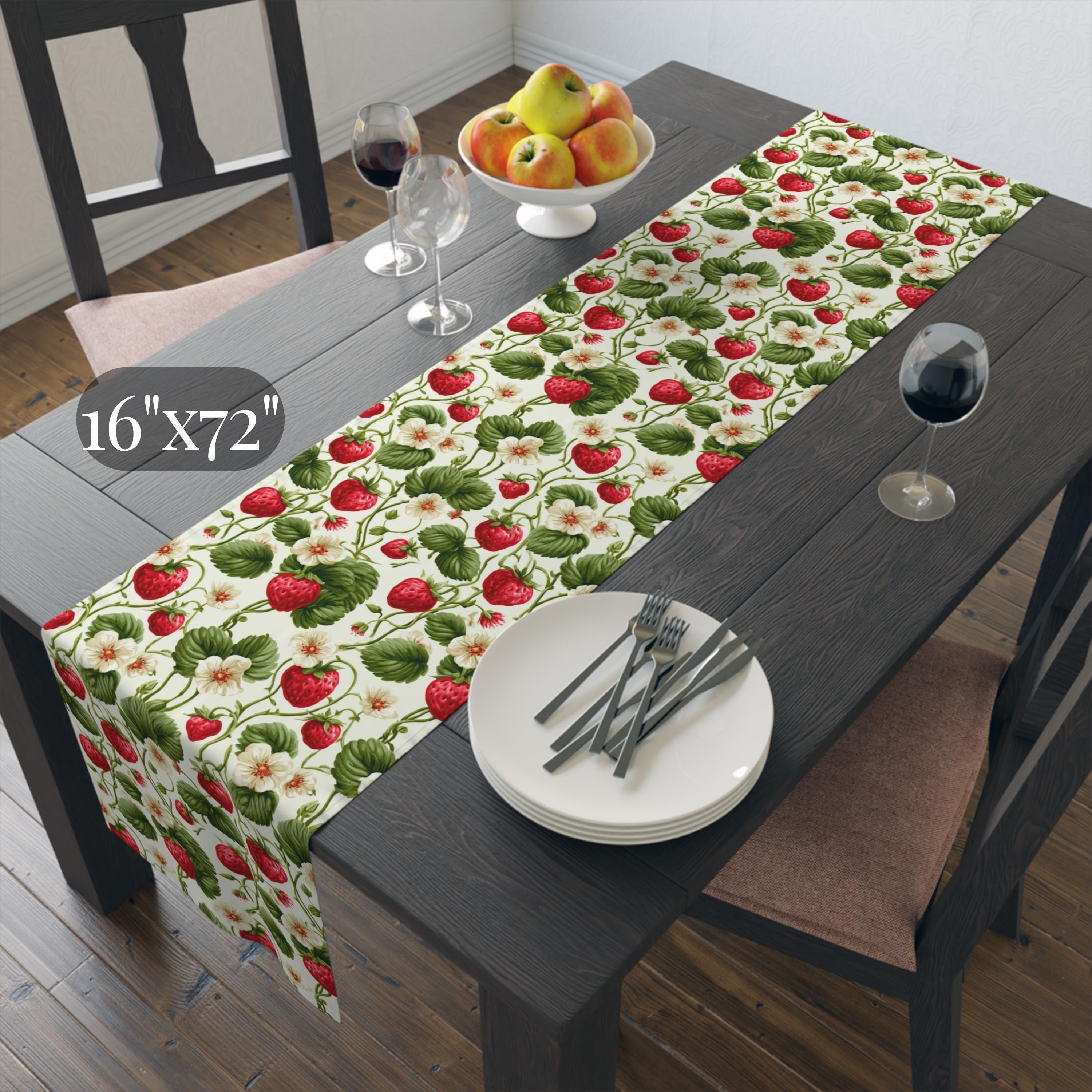 Wild Strawberry Table Runner: Botanical Summer Table Decor