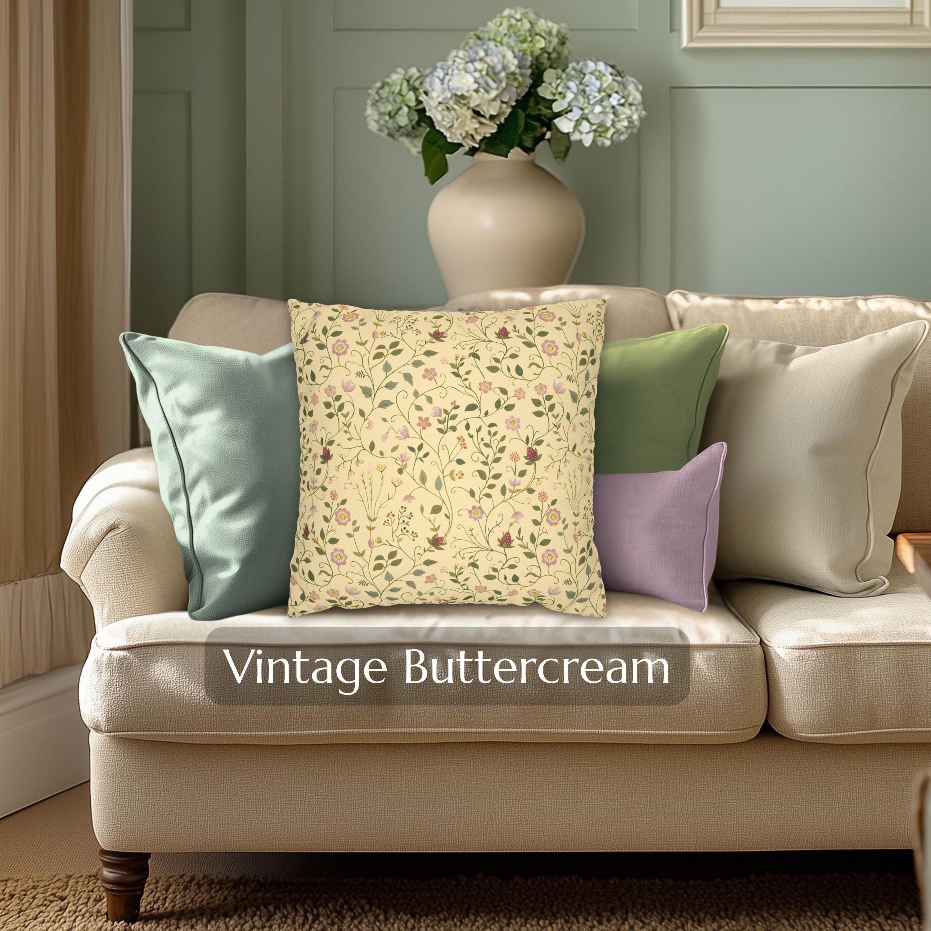 Strawberry Vine Pillow Cover, William Morris Inspired Floral, Cottage Decor