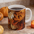 Autumn Leaves Swirling Ceramic Mug, Fall Decor Coffee Cup