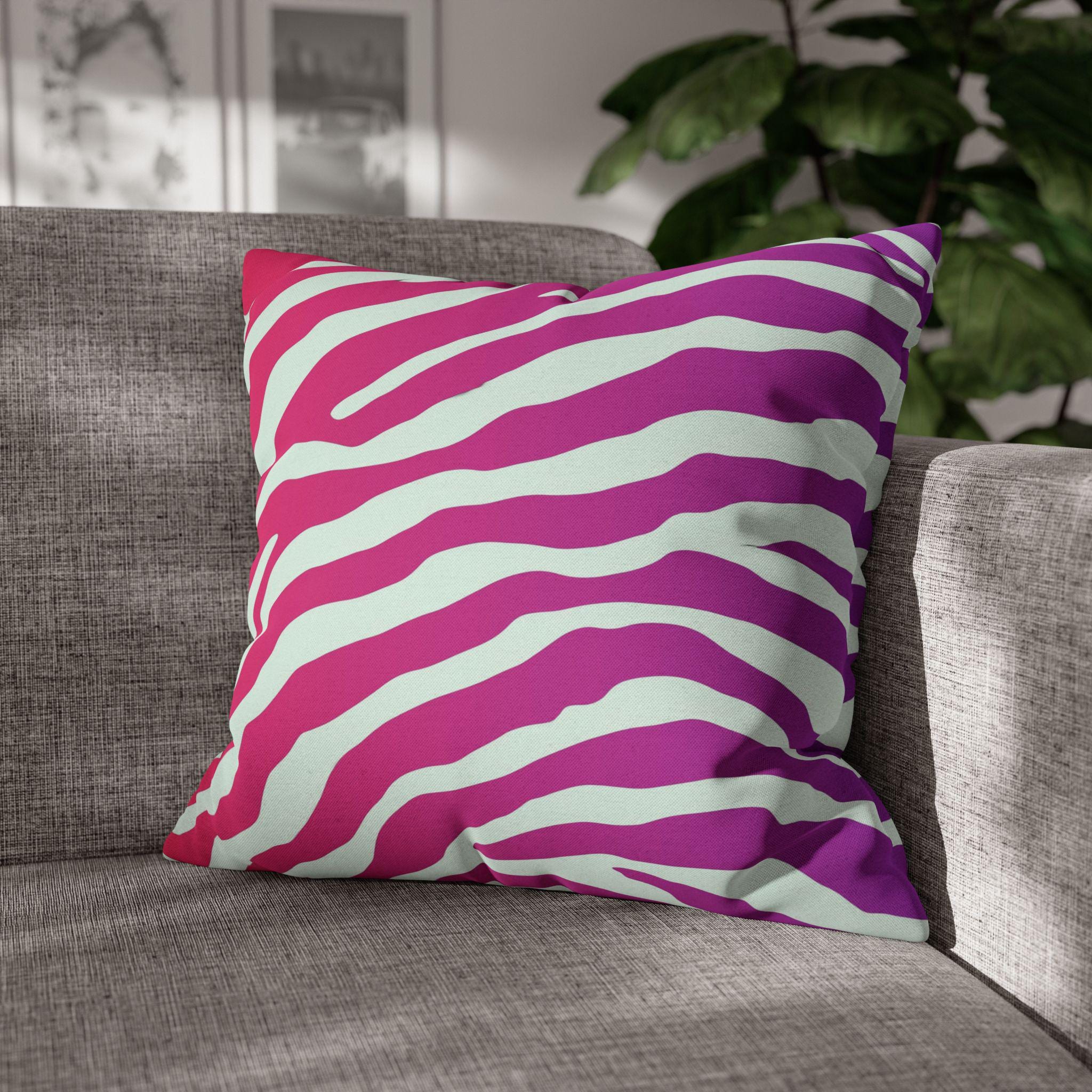 Magenta Zebra Stripe Pillow Cover: Bold Pop Art Accent for Vibrant Safari-Inspired Decor