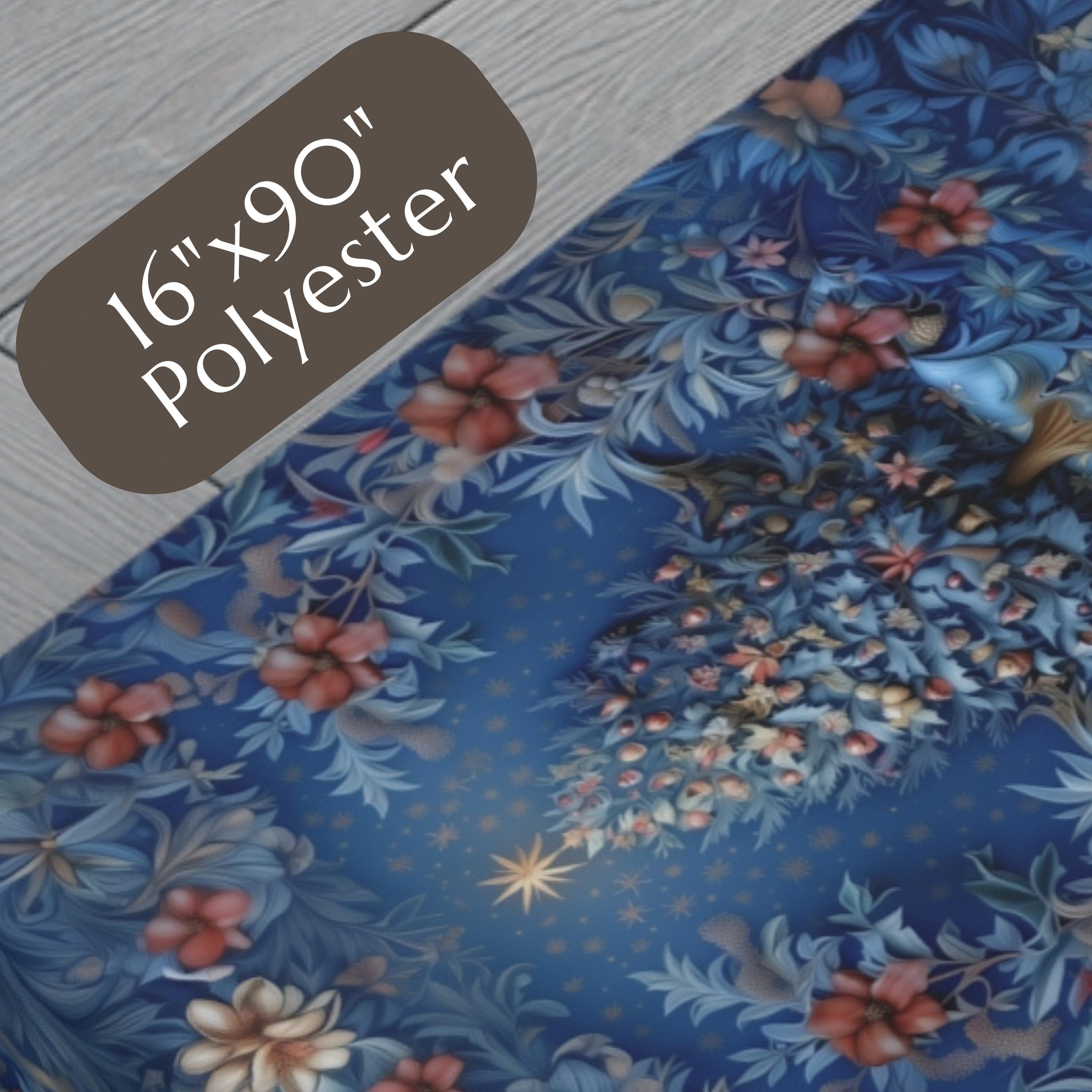 William Morris Christmas Table Runner: Navy, Crimson & Gold Holiday Decor