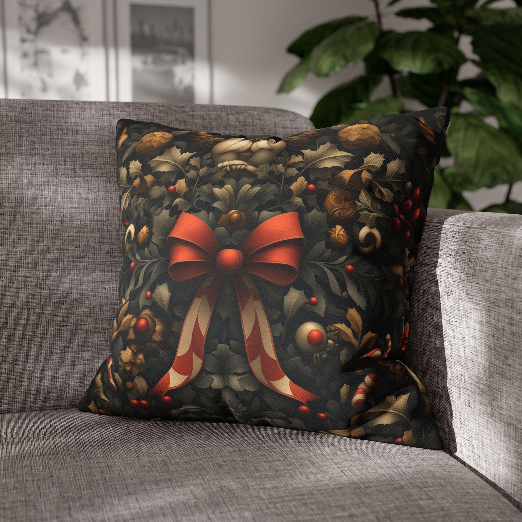 William Morris Christmas Pillow Cover: Red Green Gold and White Vintage Style Holiday Decor