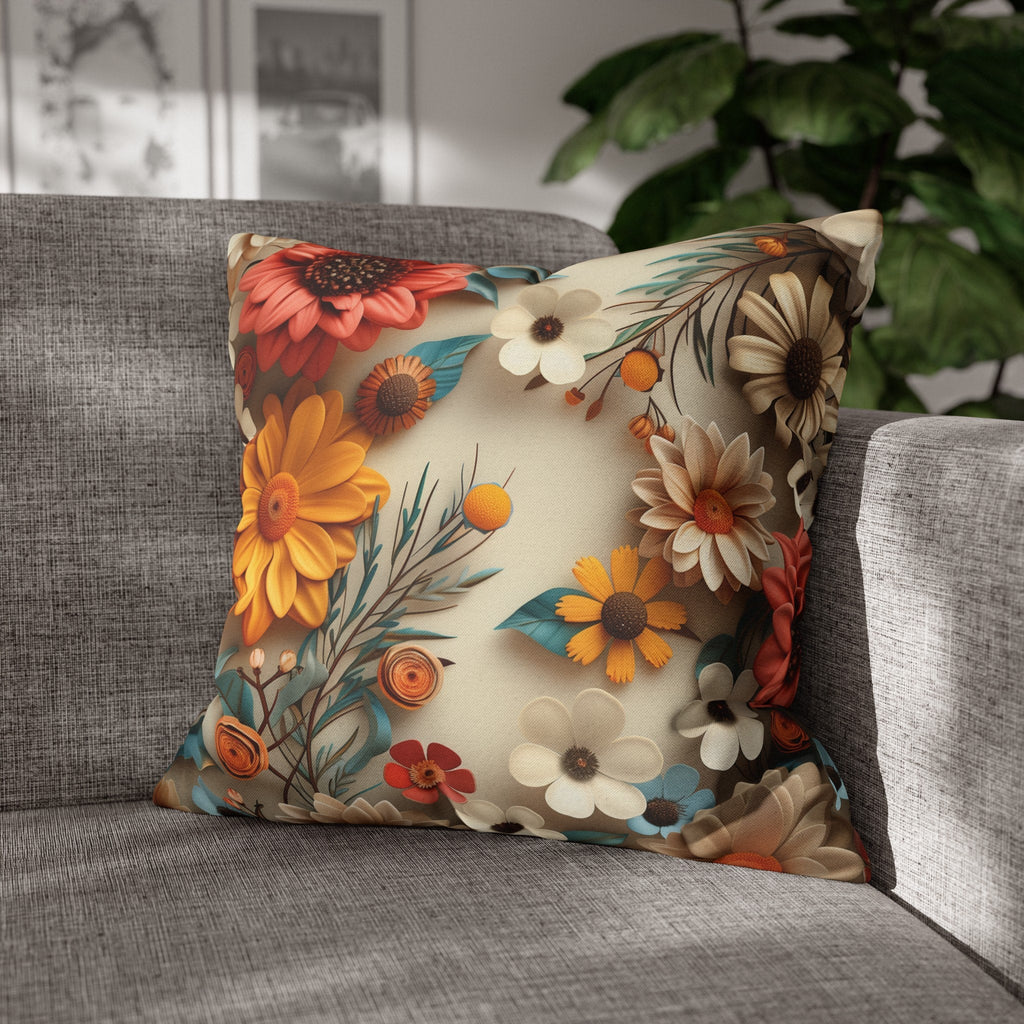 William Morris Floral Pillow Cover, Vibrant Warm Tones Print