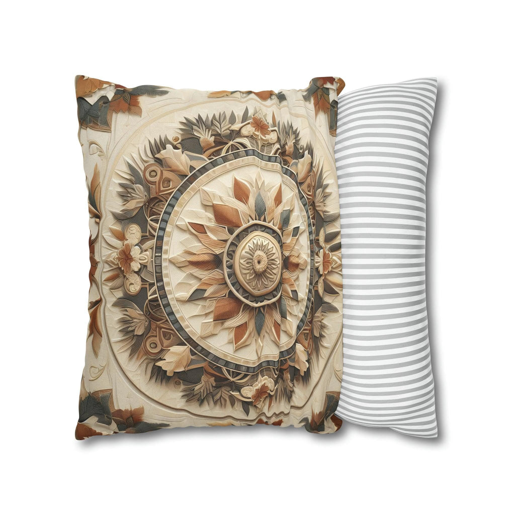 Boho Geometric Floral Pillow Cover: Earth Tone Cushion for Rustic Fall Home Decor