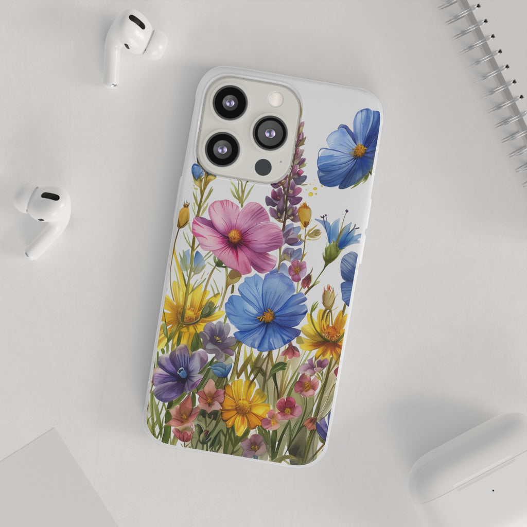 Floral Phone Case: Slim Matte TPU Cover, Wildflower Garden