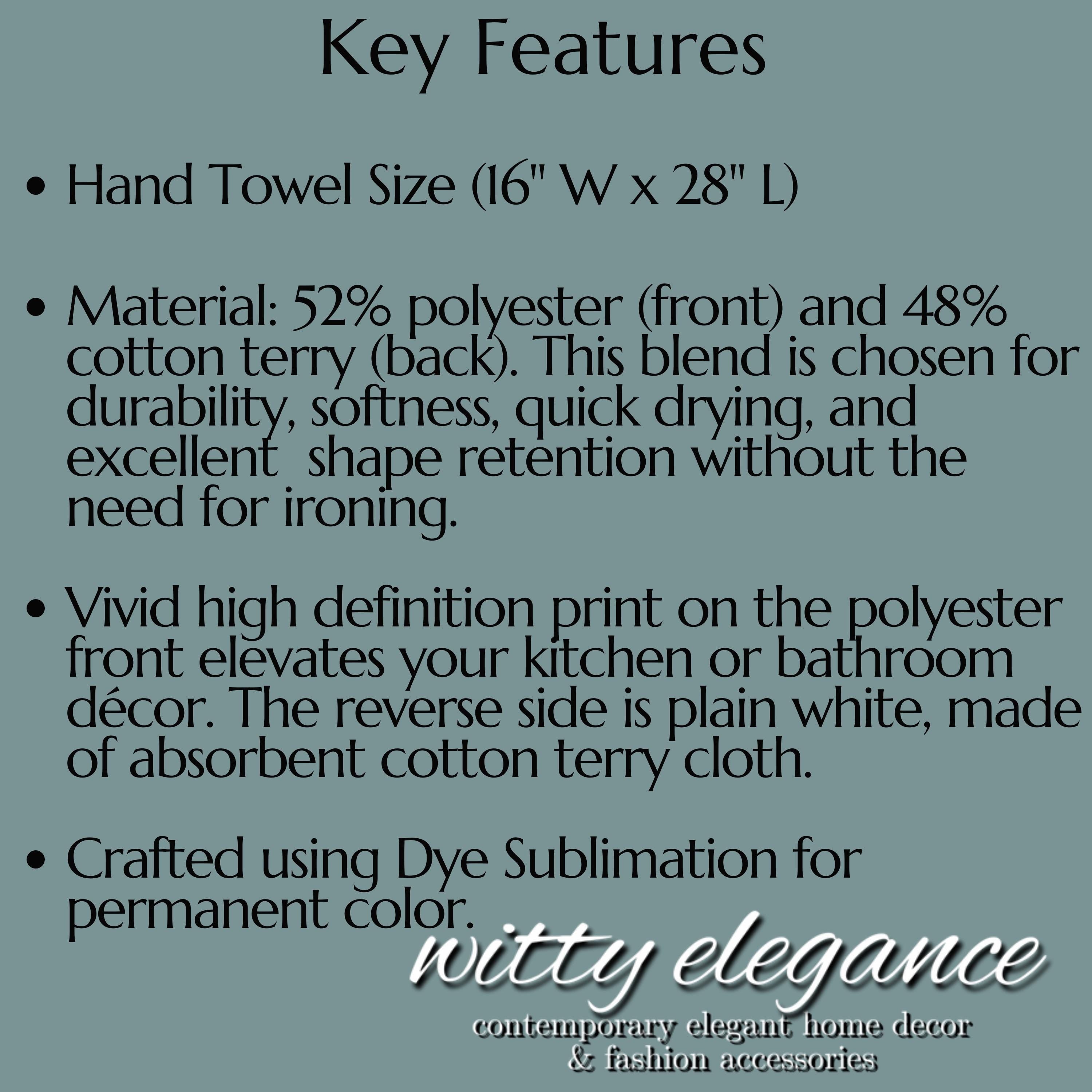 Lemon Hand Towel: with Green Leaves and Florals on a Creamy White Background