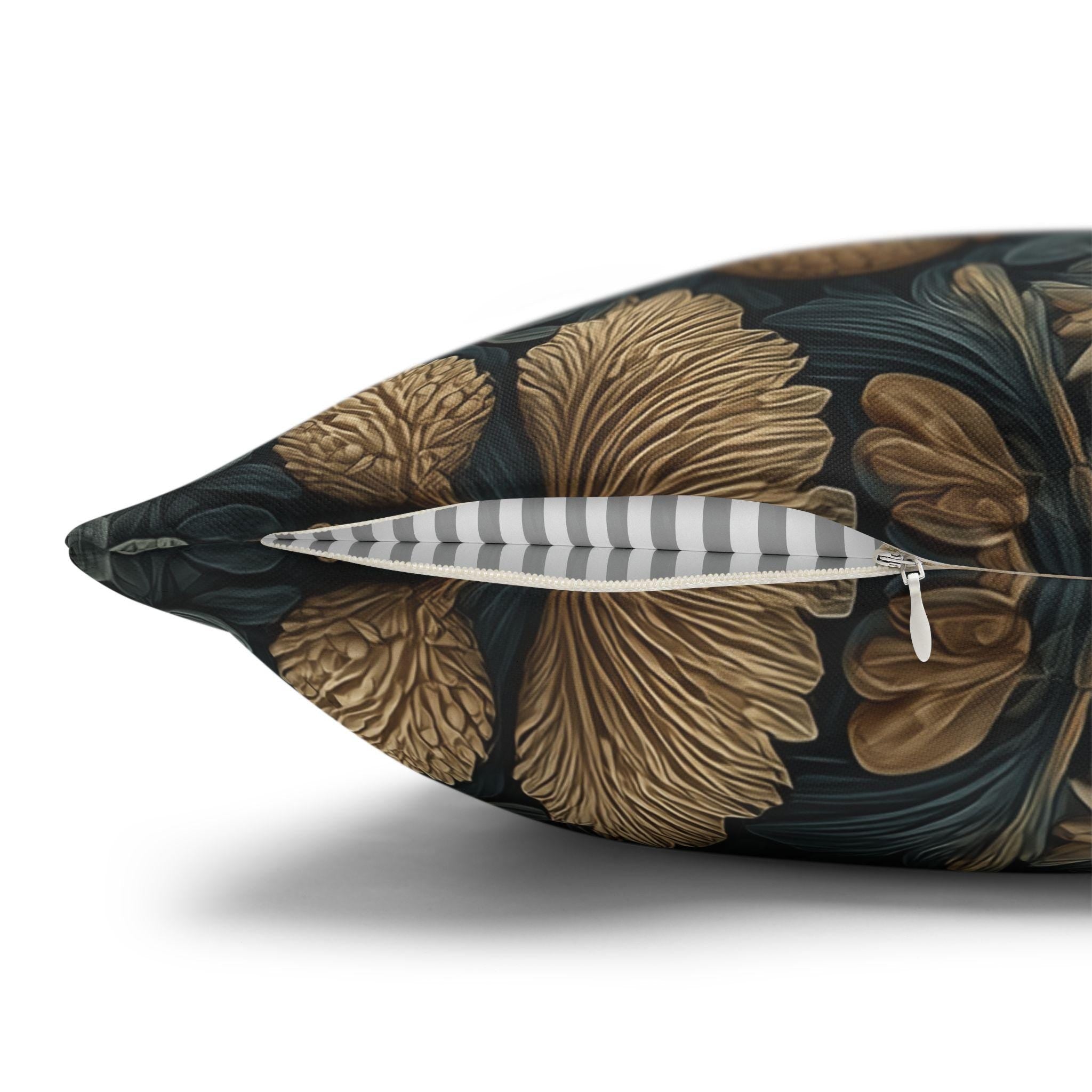 William Morris Christmas Pillow Cover: Wine and Taupe Poinsettia Woodland Illustration Euro Sizes