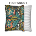 William Morris Style Throw Pillow Cover: Moody Teal Coral Botanical