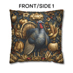 William Morris Autumn Pillow Cover: Botanical Thanksgiving Turkey Decor, Grey-Blue and Gold