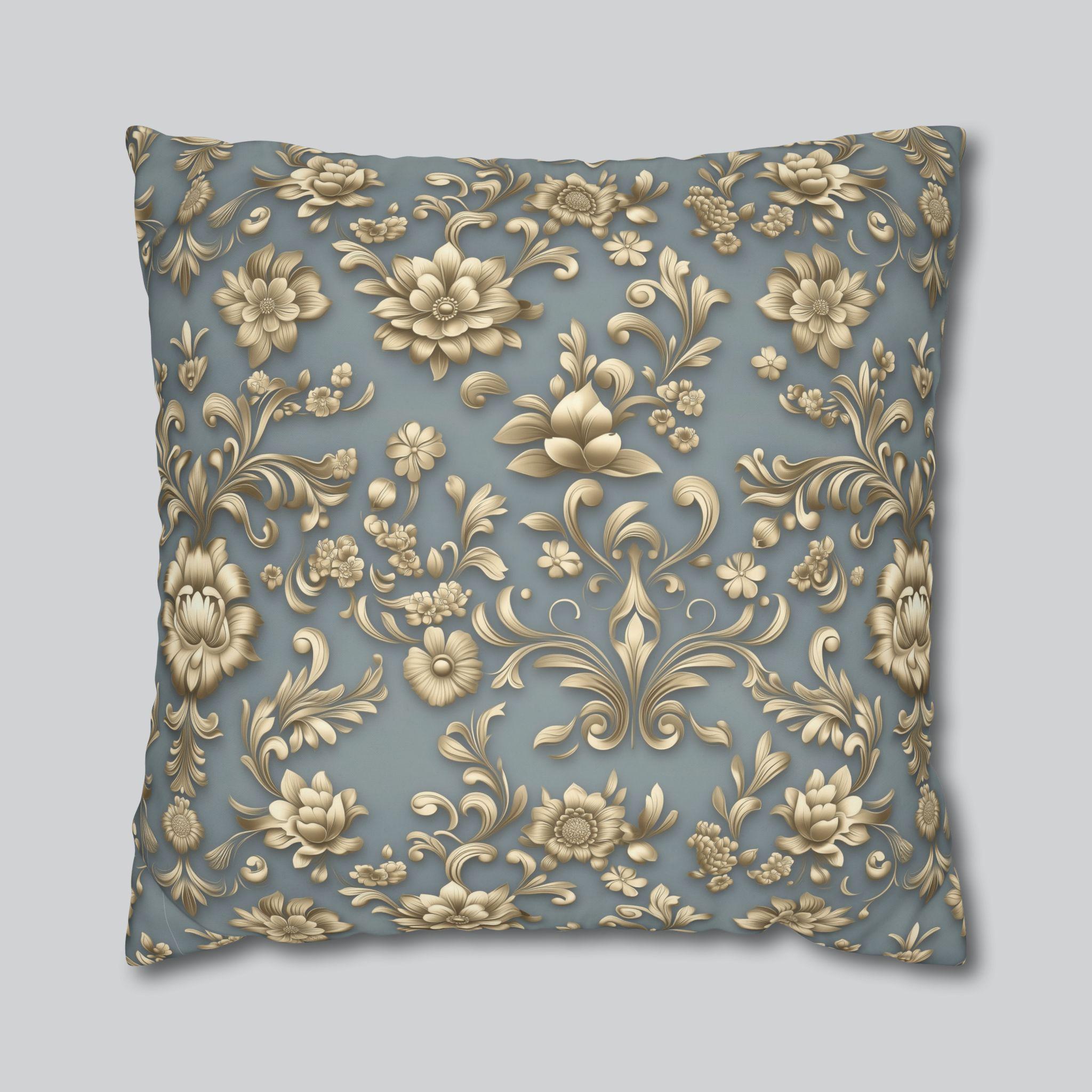 Gold Floral Damask Pillow Cover: Elegant Euro Sham Sizes