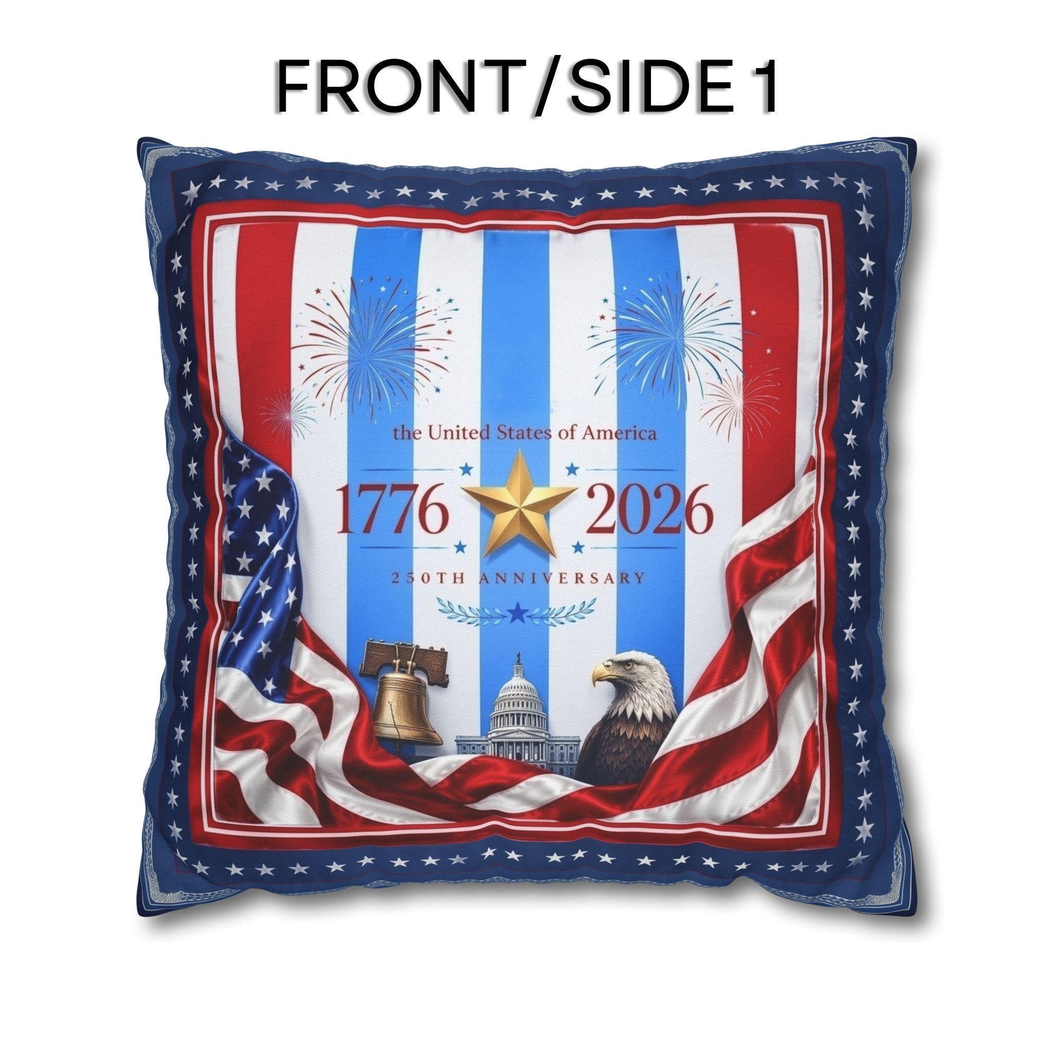 Patriotic Throw Pillow Cover: USA 250th Anniversary, 1776-2026 Limited Edition Decor