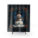 William Morris Inspired Snowman Shower Curtain: Christmas Winter Bath Decor