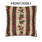 Striped Holly Christmas Pillow Cover: Red, Green, Cream Holiday Botanical Winter Decor