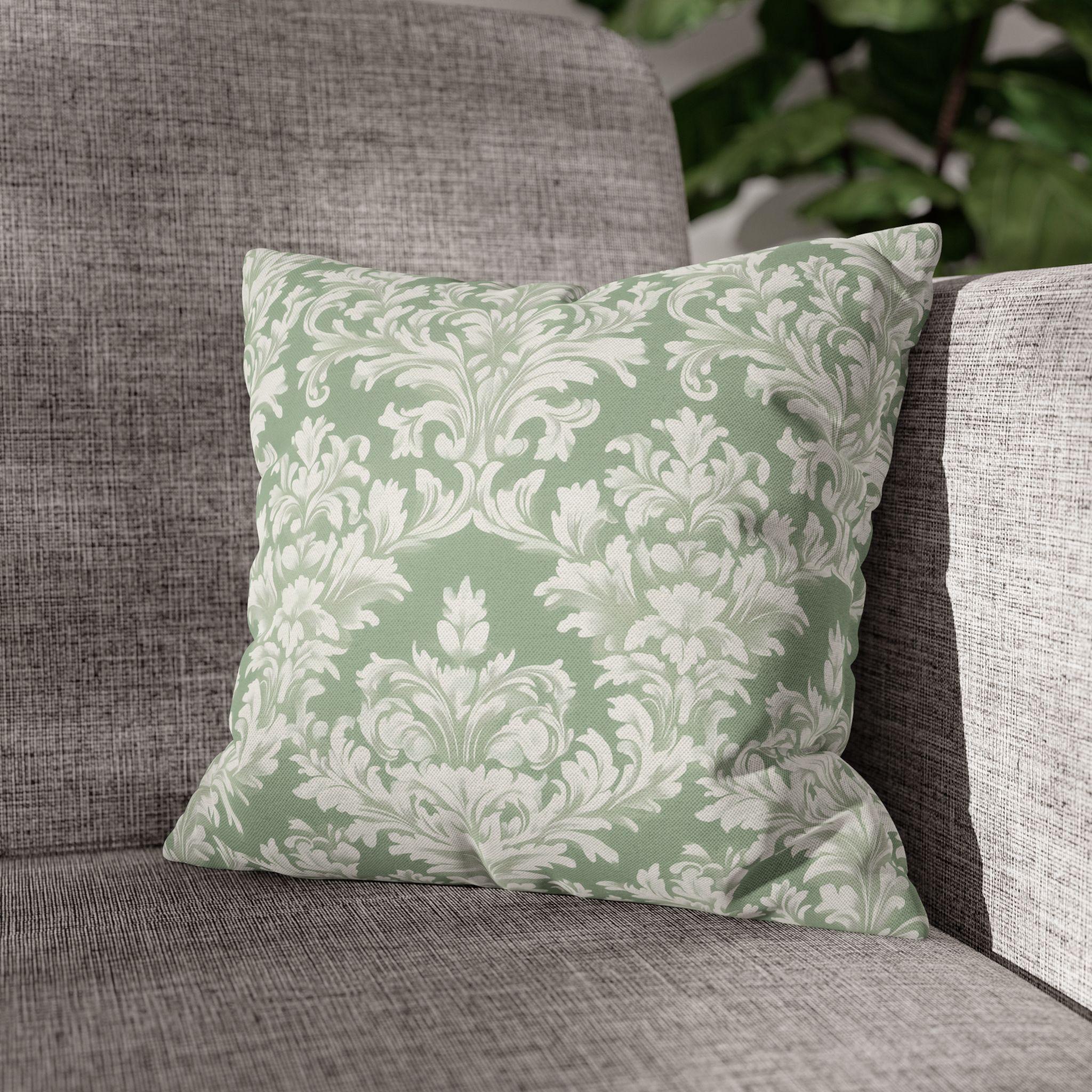 Damask Muted Green Pillow Cover, Elegant Square Cushion Cover