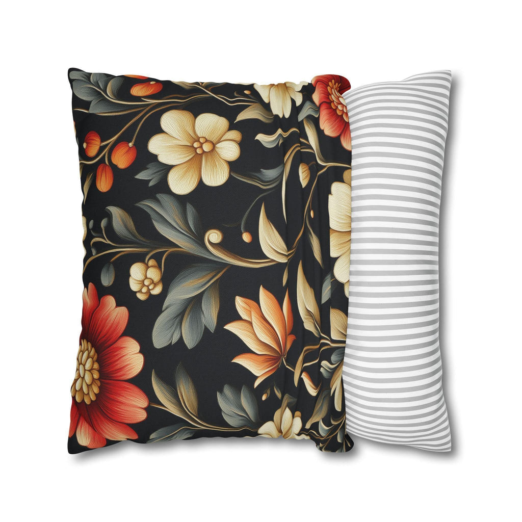 Botanical Autumn Pillow Cover, Vintage Style Floral Design