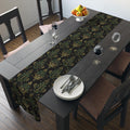William Morris Christmas Tree Luxury Table Runner, Green & Gold on Black Elegant Christmas Holiday and Winter Decor