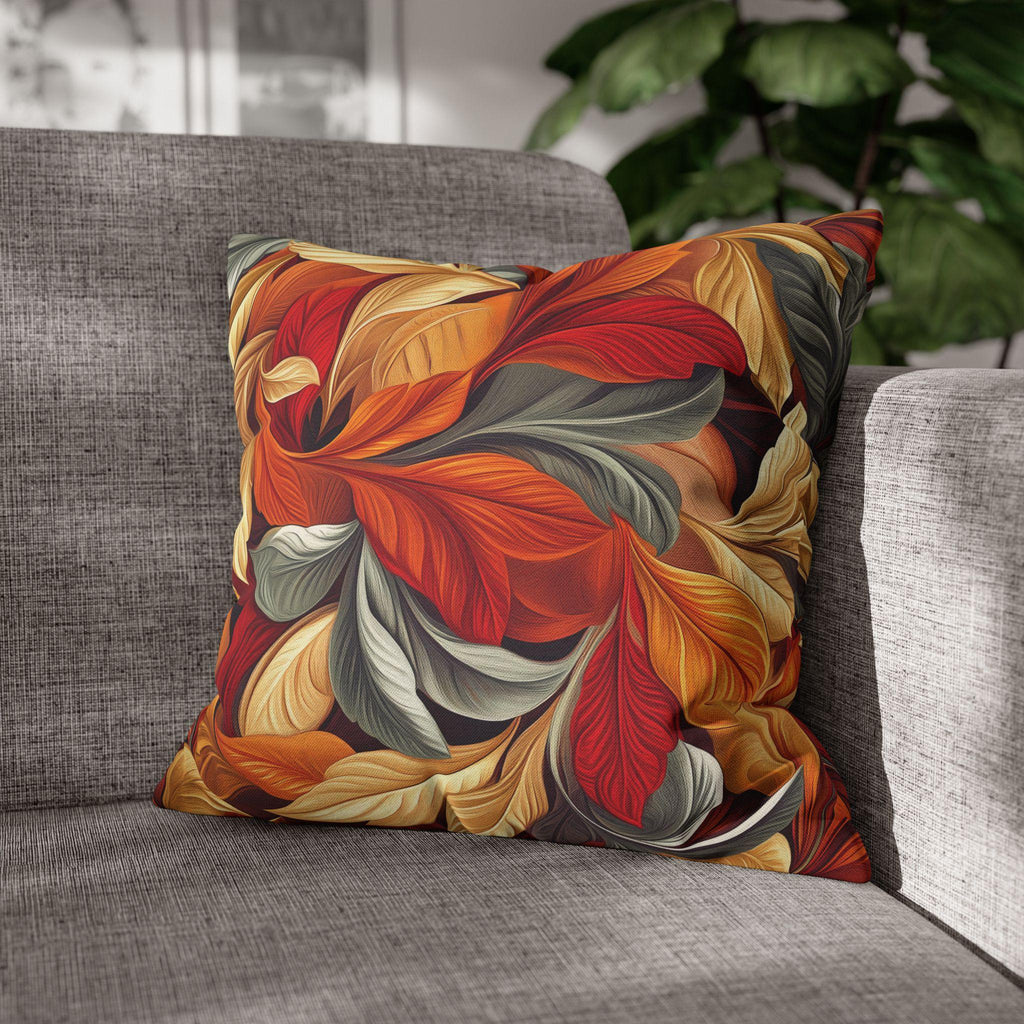 Autumn Leaves Pillow Cover Fall Foliage Throw Cushion Warm Harvest Color Accent Decor