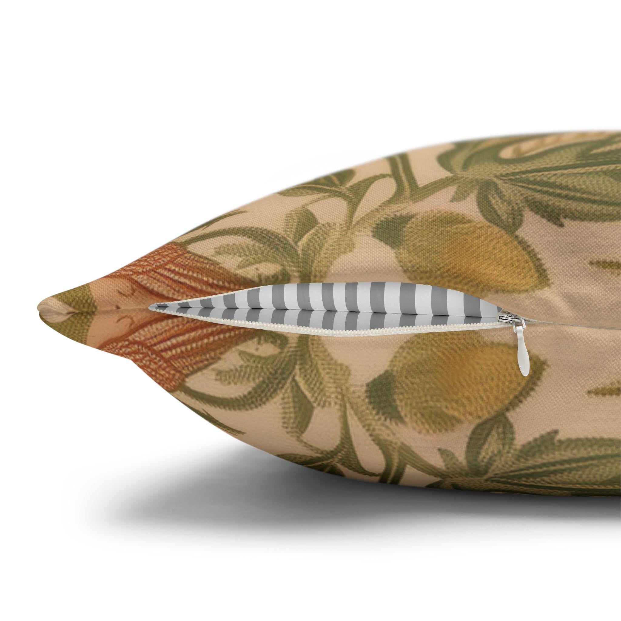 William Morris Strawberry Thief inspired Pillow Cover: Sage Terracotta Cream Pillowcase