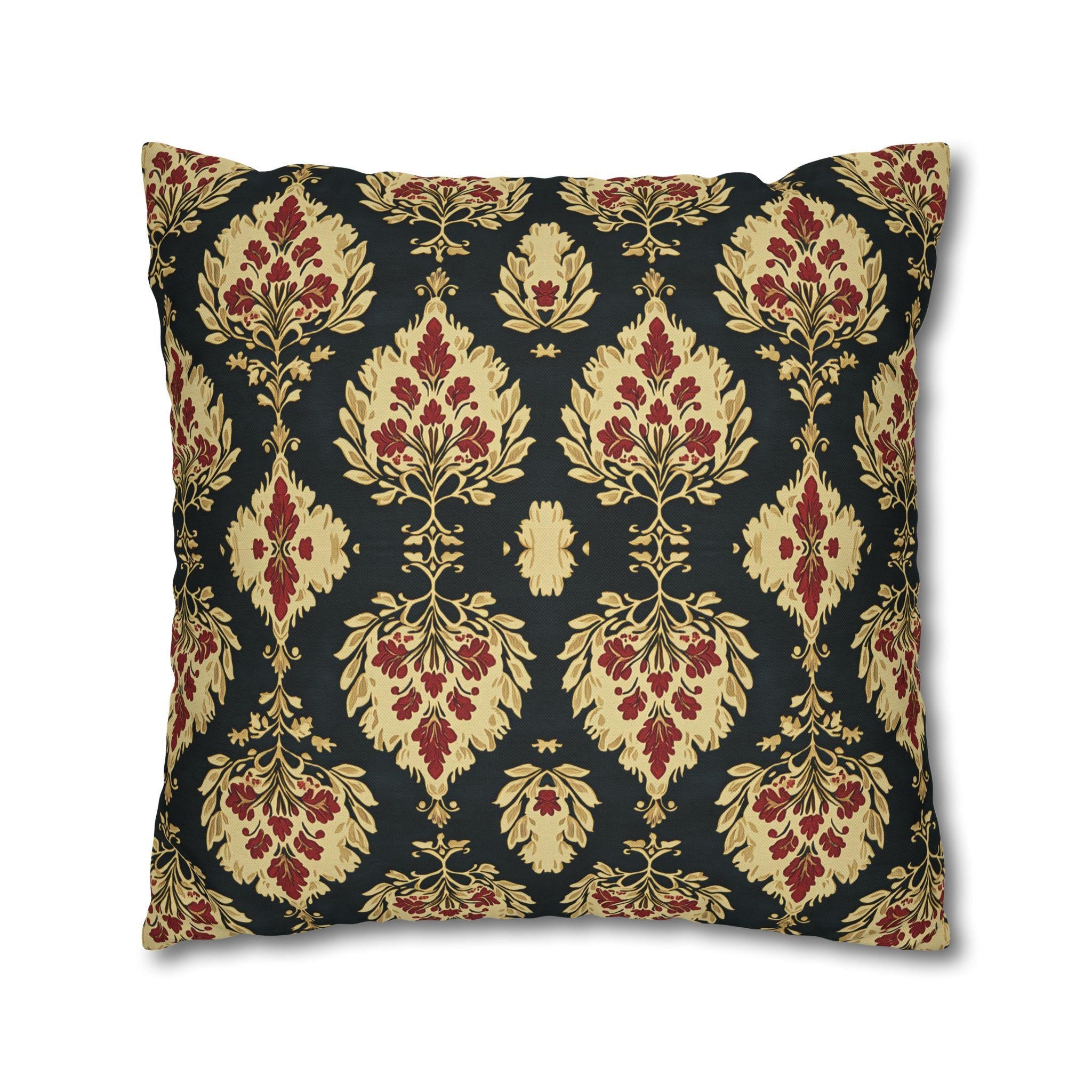 Elegant Ikat Christmas Pillow Cover: Red, Green & Gold Holiday Cushion for Festive Home Decor