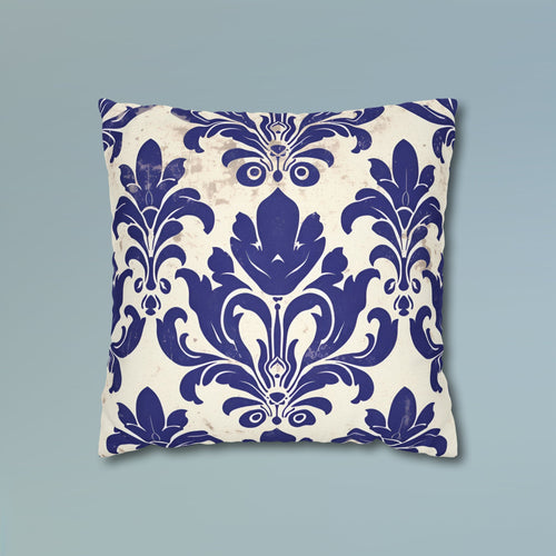 Art Nouveau Pillow Cover: Deep Blue Floral Design Statement Piece