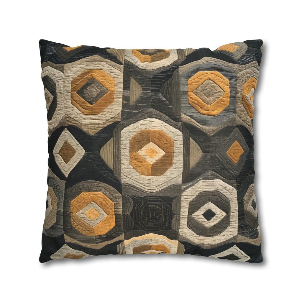 Modern Geometric Pillow Cover: Beige, Gold & Gray Cushion
