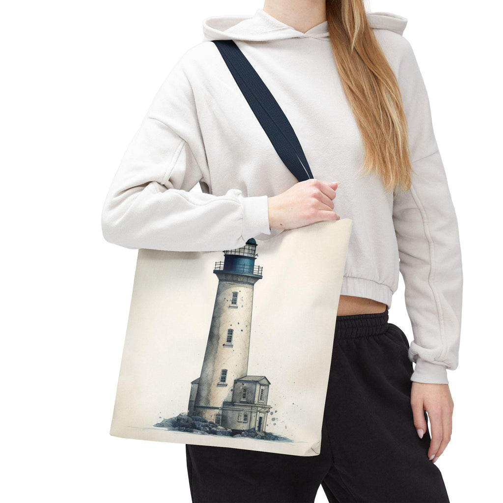 Coastal Lighthouse Tote: Durable Canvas Beach Bag in Blue - Nautical Carryall (S/M/L Available)