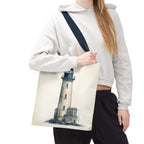 Coastal Lighthouse Tote: Durable Canvas Beach Bag in Blue - Nautical Carryall (S/M/L Available)
