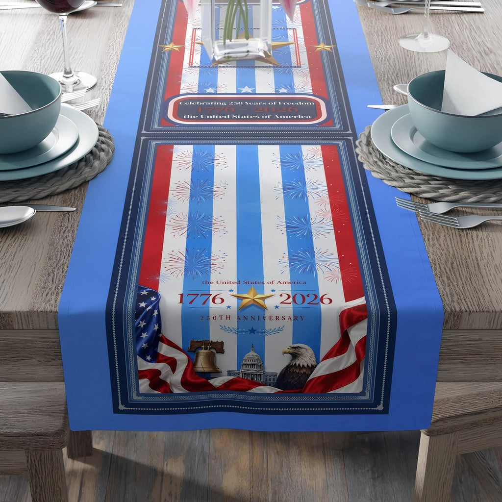 Patriotic Striped Table Runner: America 250th Anniversary Limited Edition