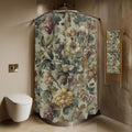 William Morris Inspired Fall Botanical Shower Curtain: Sage Mint, Wine, Wheat