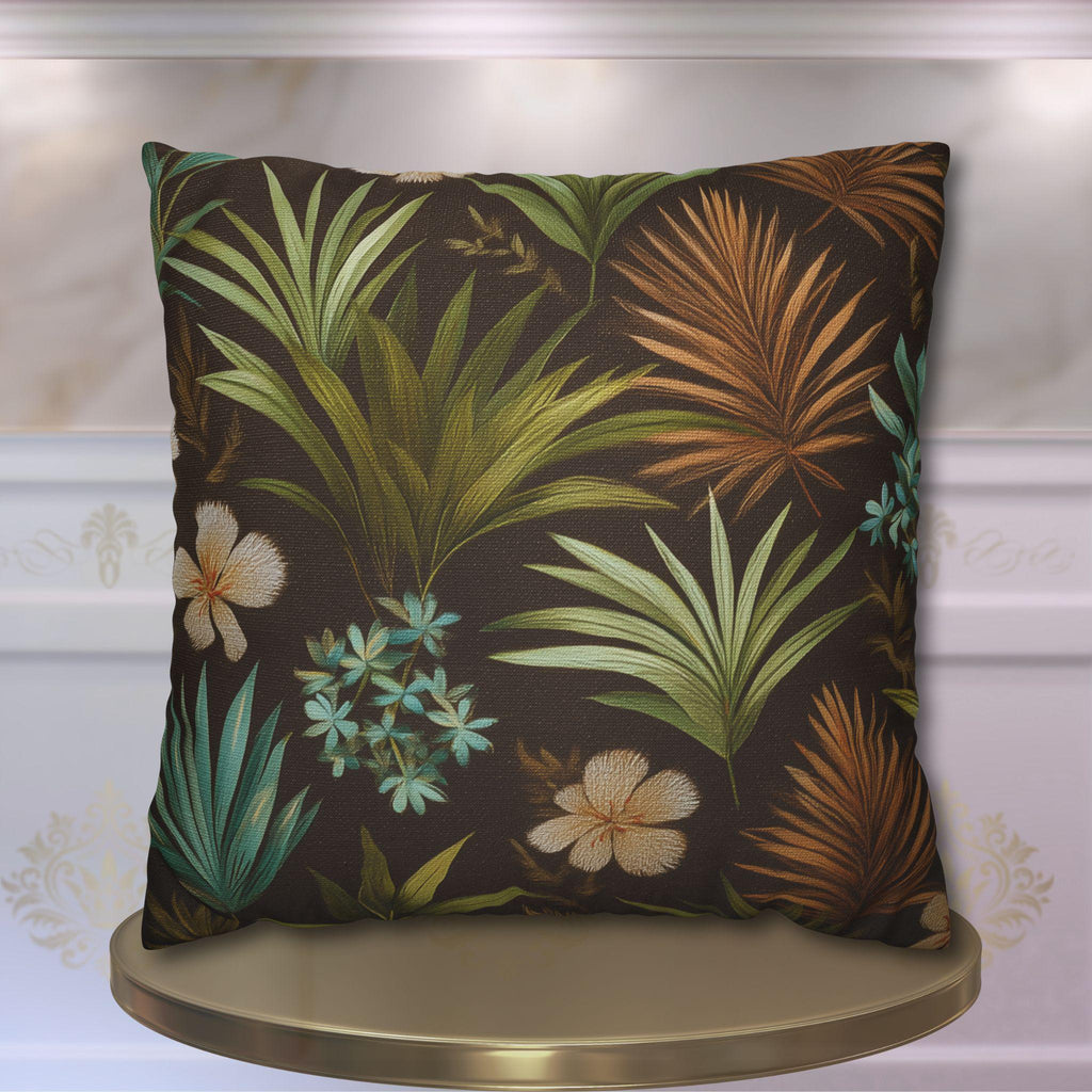Earth Tone Tropical Leaf Pillow Cover: Jungle-Inspired Boho Cushion for Nature-Inspired Home Decor