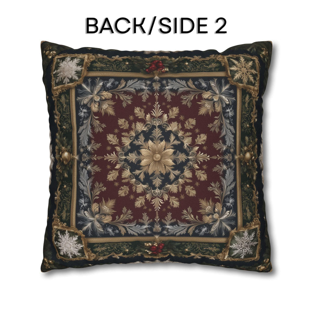 Baroque Christmas Pillow Cover: Burgundy Gold Navy Ornate Winter Damask, Traditional Holiday Decor