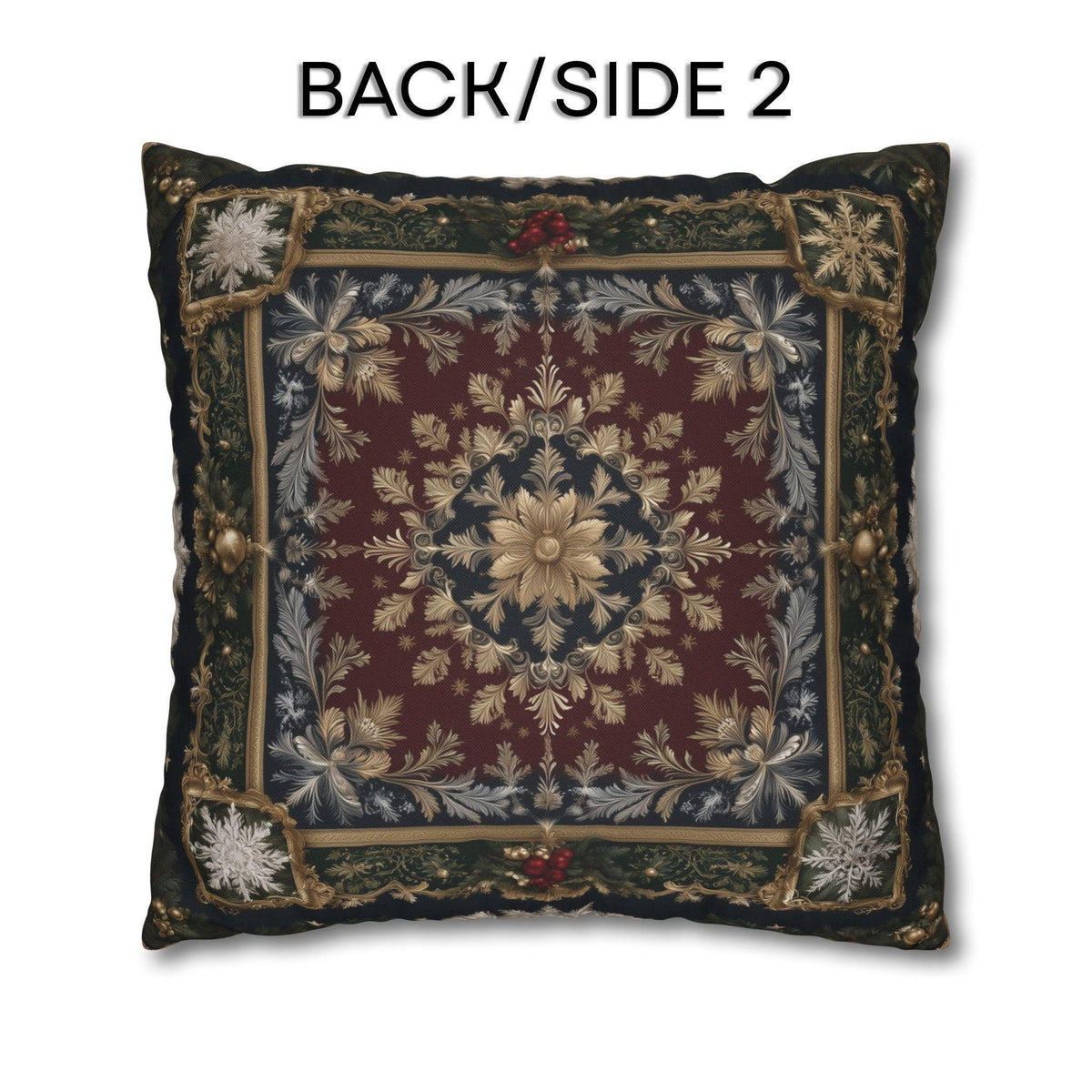 Baroque Christmas Pillow Cover: Burgundy Gold Navy Ornate Winter Damask, Traditional Holiday Decor