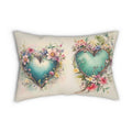 Floral Heart Wreath Lumbar Pillow: Romantic Home Decor Cushion