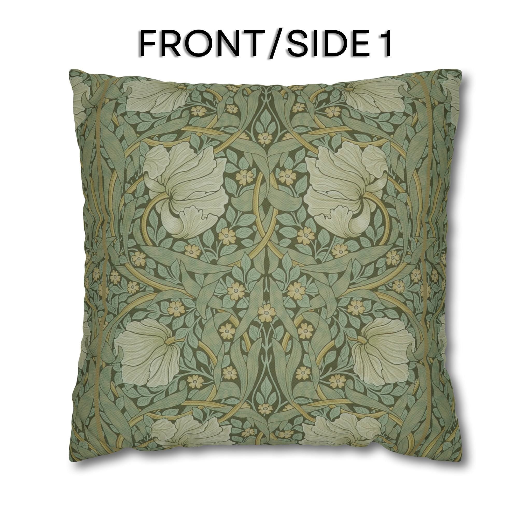 William Morris Pimpernel Pillow Cover: Vintage Wallpaper-Inspired Botanical, Green Art Nouveau Decor