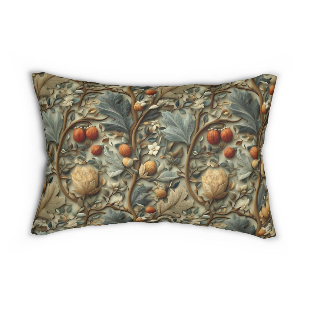 William Morris Autumn Vines Lumbar Pillow: Botanical Tapestry Design