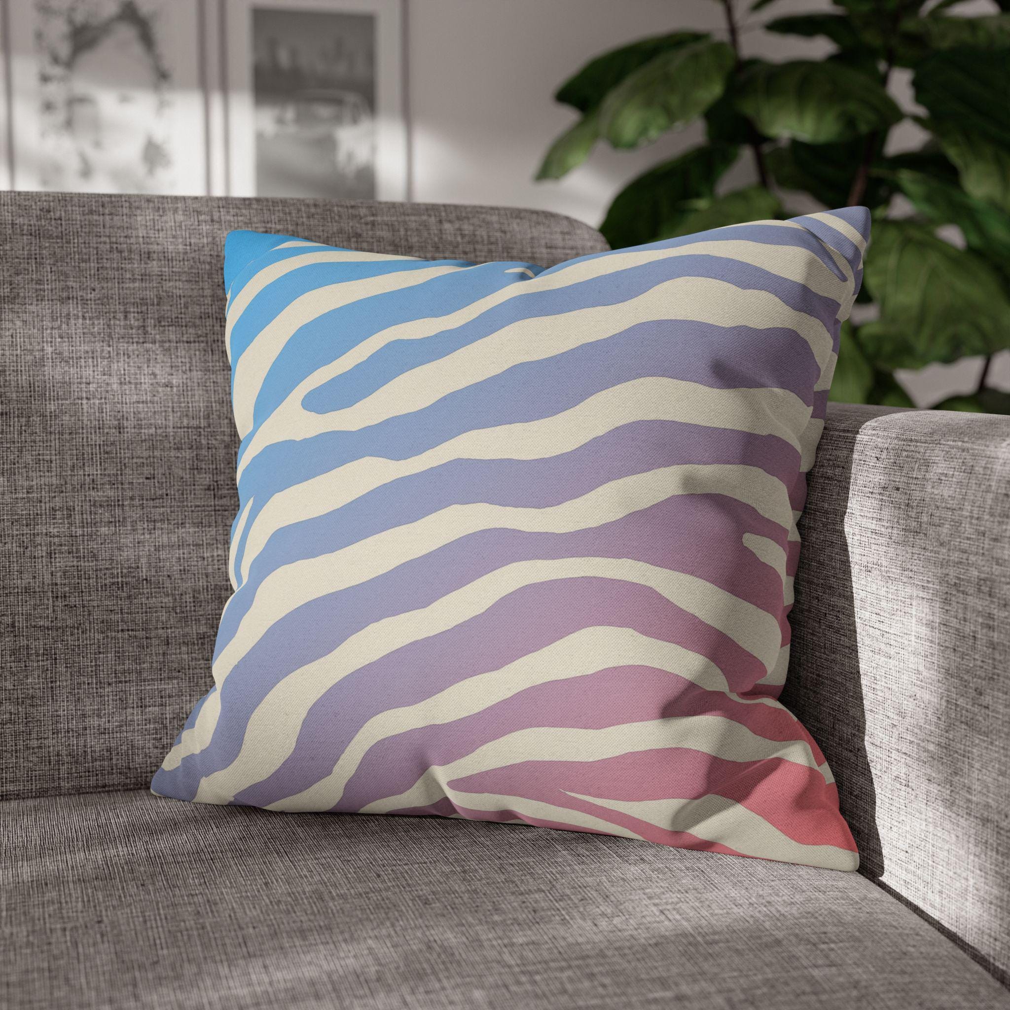 Zebra Stripe Pillow Cover: Cotton Candy Ombre, Pastel Decor