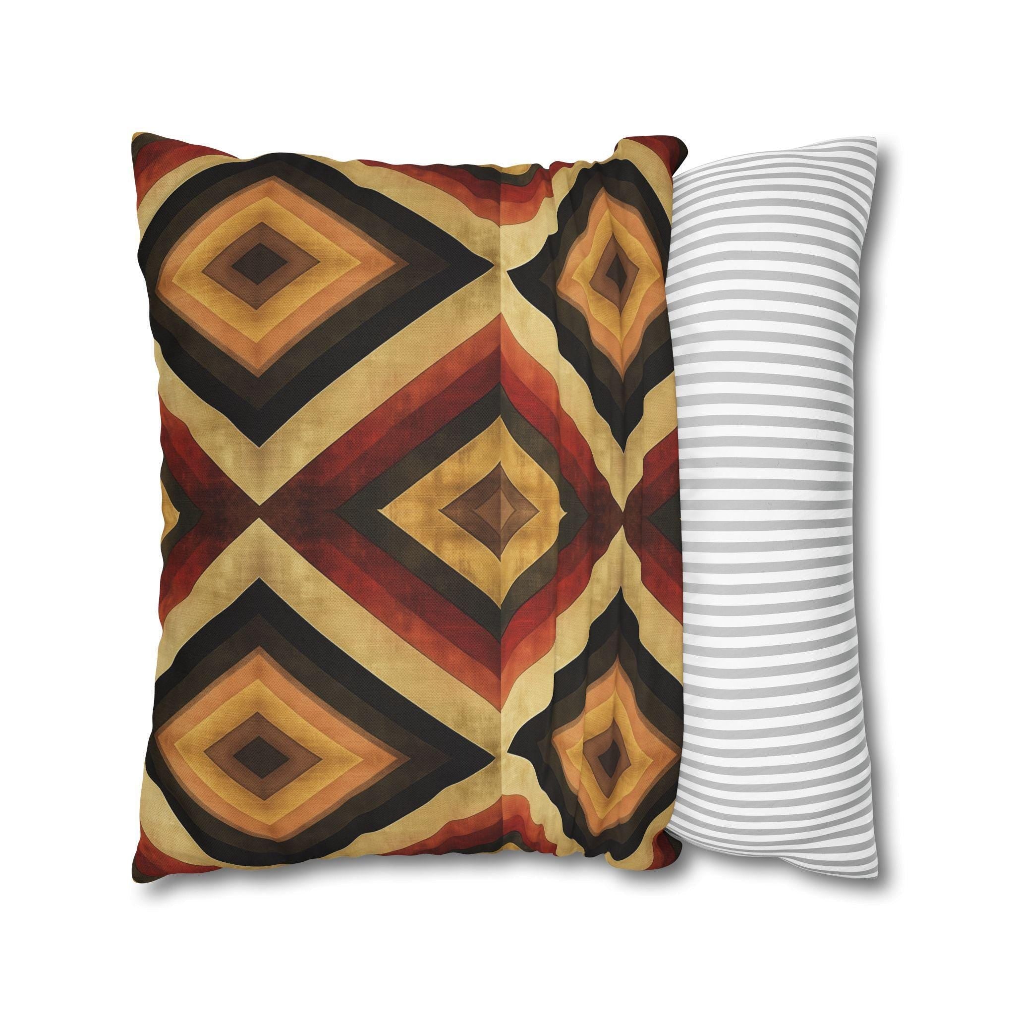 Southwestern Geometric Pillow Cover - Warm Tones, Layered Diamond Pattern