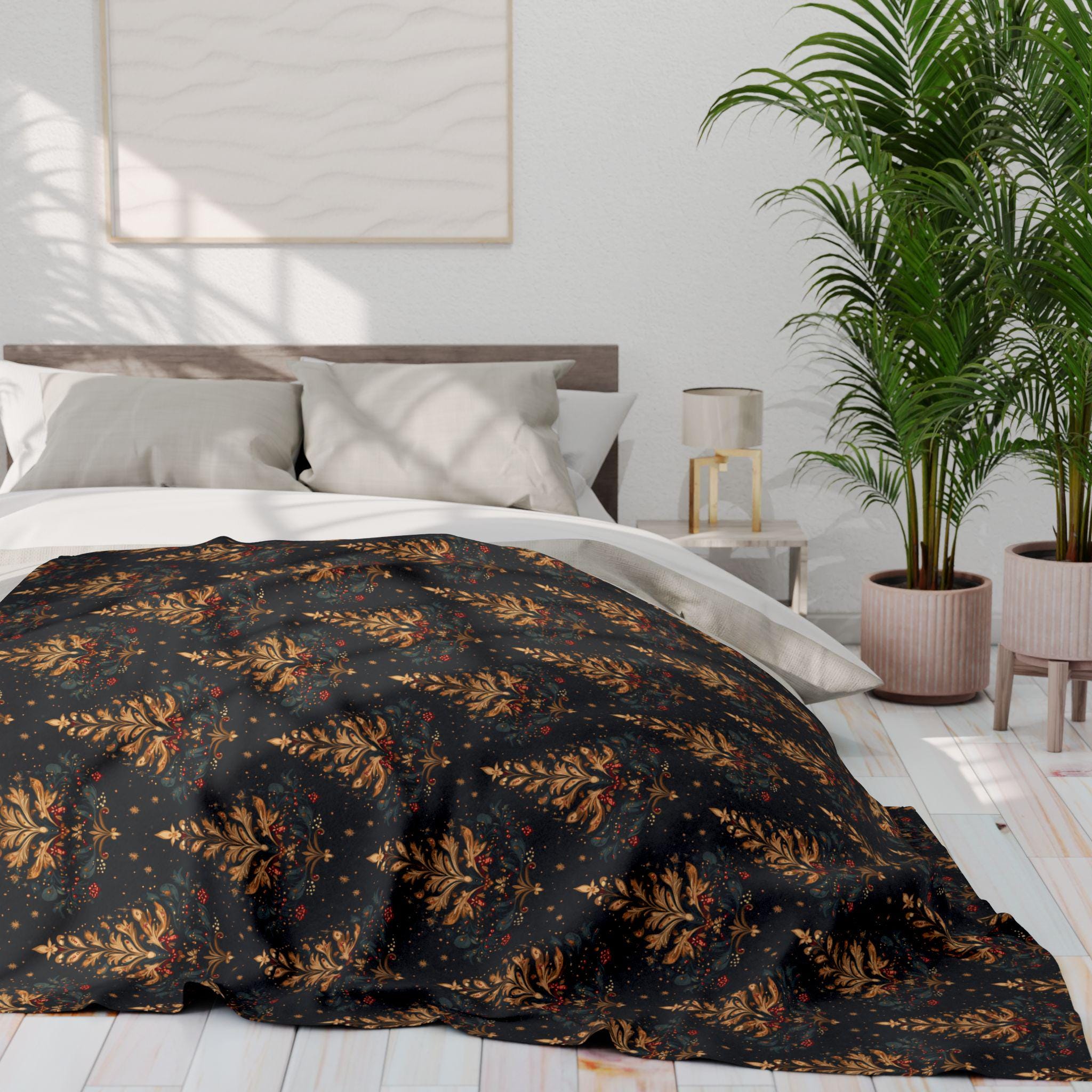 William Morris Christmas Tree Fleece Blanket: Holiday Throw