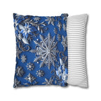 Winter Snowflake Square Pillowcase, Blue Decorative Pillow Cover, Christmas Holiday Home Decor