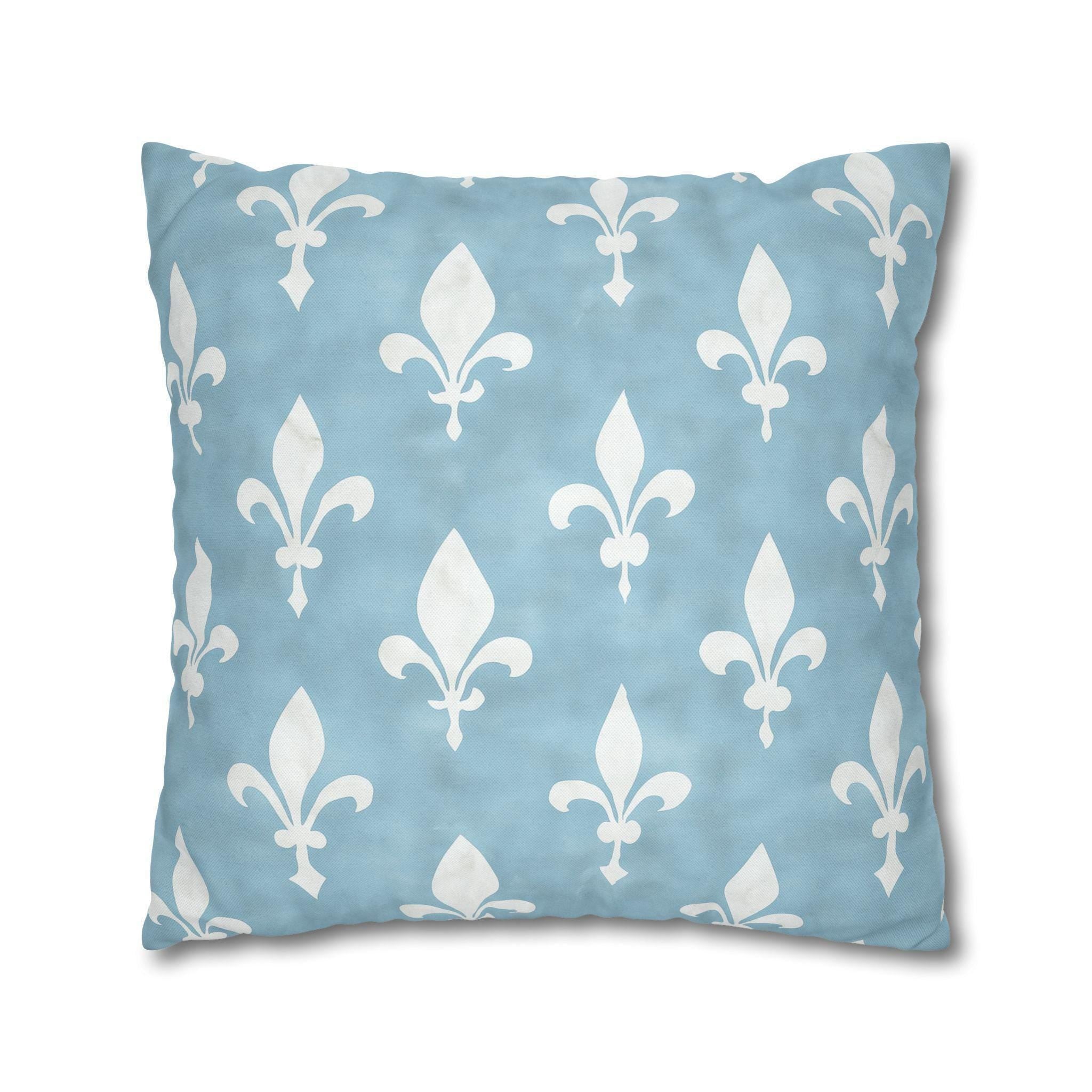 Soft Blue Fleur de Lis Pillow Cover: Elegant French Cottage Chateau Decor Accent