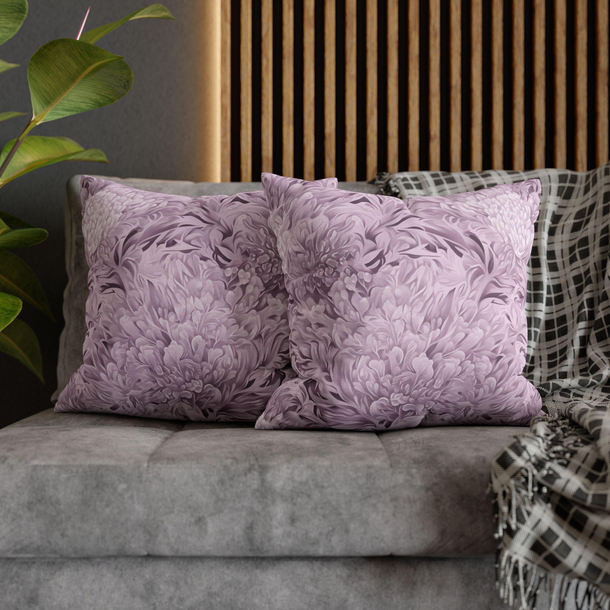 William Morris Inspired Pillow Cover: Modern Lavender Marigold Botanical, Zoomed-In Pattern