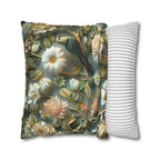 William Morris Pillow Cover | Green Conure, Floral Bird Art