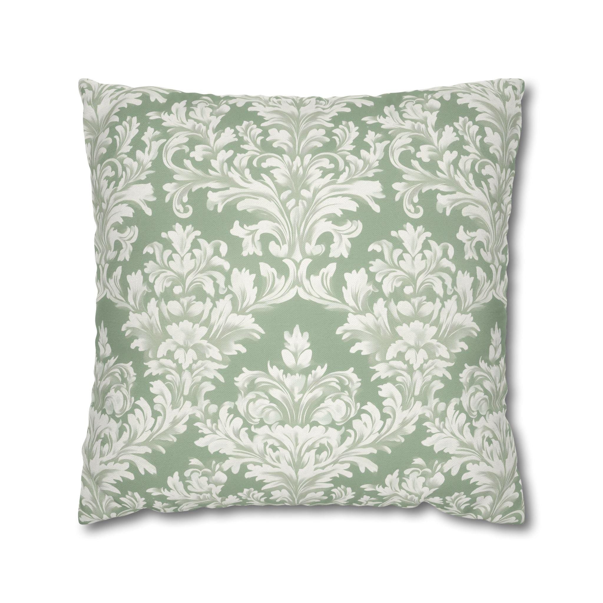 Damask Muted Green Pillow Cover, Elegant Square Cushion Cover