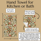 William Morris Hummingbird Floral Hand Towel: Vintage Style Botanical Accent
