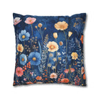 Navy Blue Floral Pillow Cover: Dreamy Garden Accent