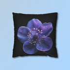 Purple Anemone Floral Pillow Cover, Vivid Flower on Black