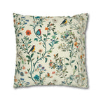 Vintage Chinoiserie Bird Pillow Cover: Cream Floral Botanical Cushion